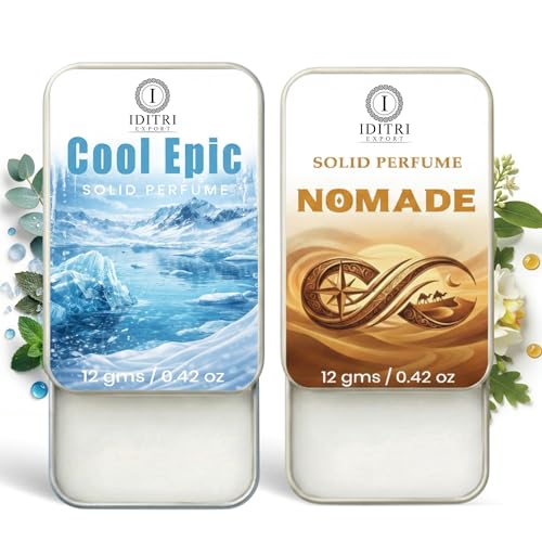 Image of Solid Perfume |Nomade&Cool Epic Alcohol Free Wax Perfume Balm, Long Lasting | Pocket Tin 12g, Pack Of 2| Non Greasy Smooth Glide, Travel Friendly Men And Women