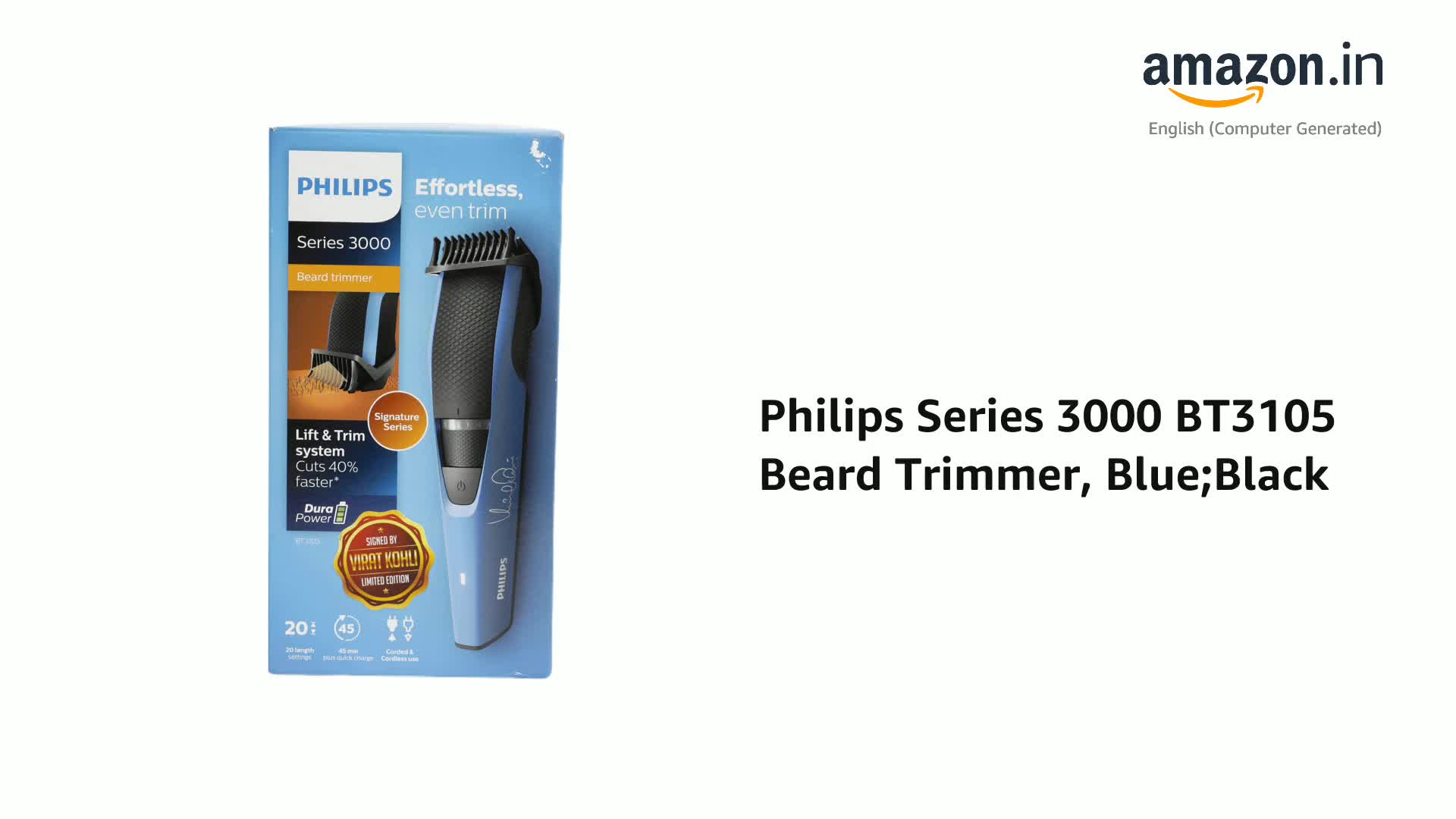 Philips Series 3000 BT3105 Beard Trimmer, Blue;Black : Amazon.in