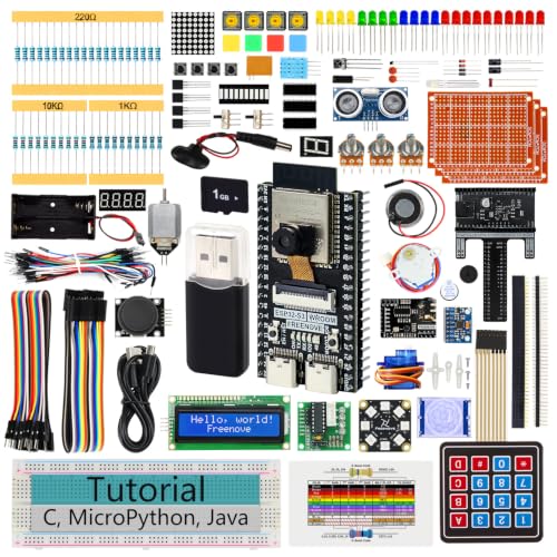 Freenove ESP32 S3 ESP32-S3 Kit Dev CAM Ultimate Starter Kit Dual-core 32-bit 240 MHz Microcontroller Onboard Camera WiFi+BT 783-Page Tutorial Python C Java 116 Projects 243 Items