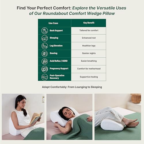 Image of The White Willow Orthopedic Foam Bed Wedge Leg Rest Pillow - Medical-Grade, Firm Support for Acid Reflux, Pregnancy, Anti-Snoring, Reading, Back & Knee Pain Relief, 17 inchx14.8 inchx7 inch, Classic White