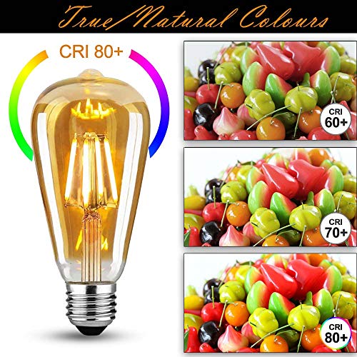 LED Vintage Edison-gloeilamp, Edison E27-schroeflamp 4W (40W-equivalent) Retro energiebesparende vintage gloeilamp… - Afbeelding 4