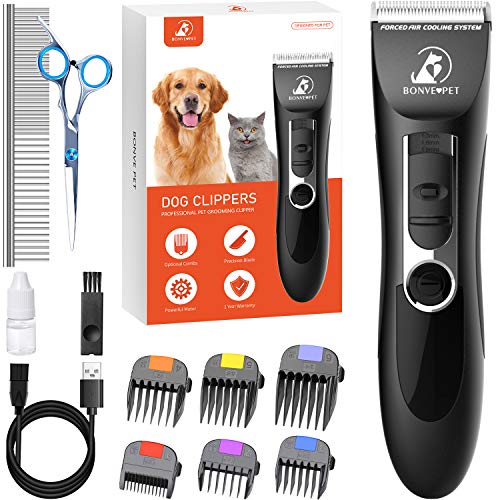 Dog Clippers, Dog Grooming Kit Noiseless Cordless Dog Grooming Clippers Professional Rechargeable Dog