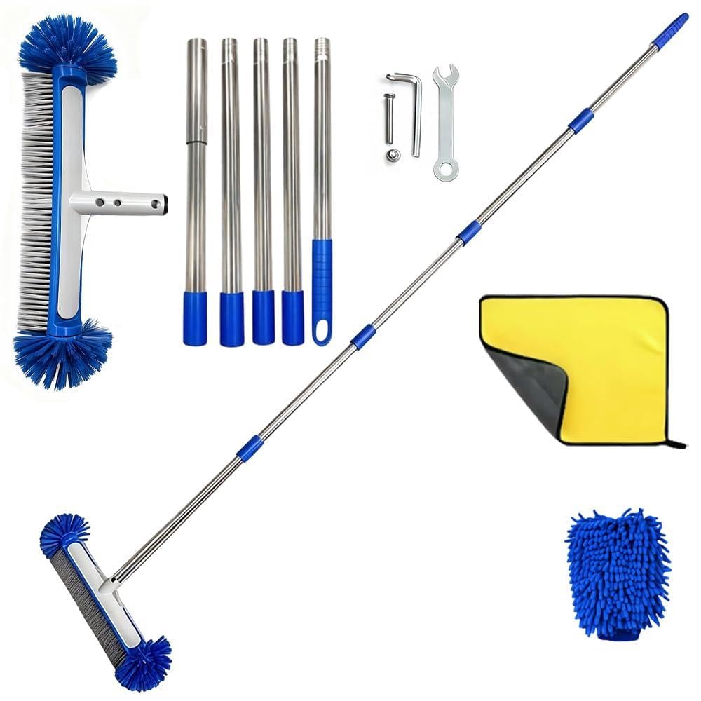 Brosse de nettoyage réglable à manche long pour récurer la cuisine sans effort