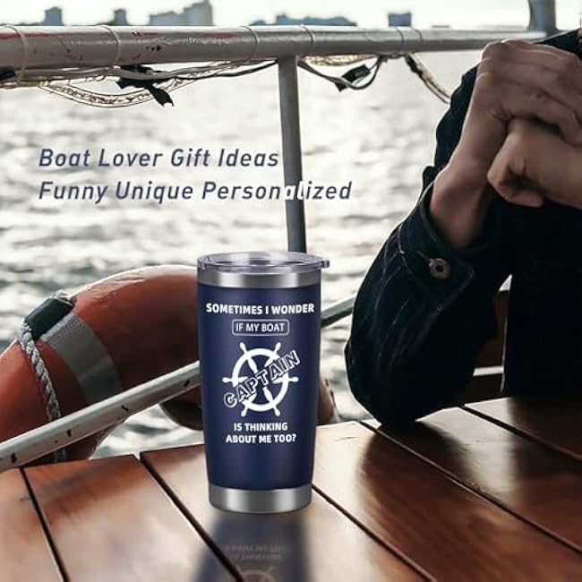 Boating Gifts for Men - Boat Accessories Gifts for Men - Cool Gifts for Boat Owners -Nautical Gifts for Men - Boat Gifts for Men, Dad -Sometimes I Wonder If My Boat Is Thinking Tumbler 20oz