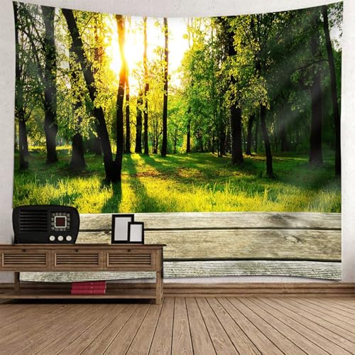 Tapisserie decoration murale chambre petite tissu paysage arbres grand format 130x150