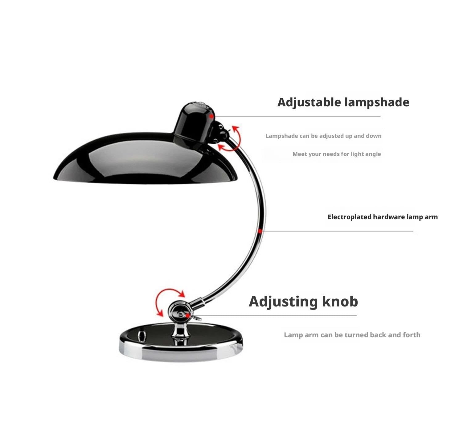 Lámpara De Lectura Lámpara De Escritorio Hierro Forjado Ajustable con Pantalla Flexible Y Brazo Giratorio Interruptor Botón para Ojos(Rot)