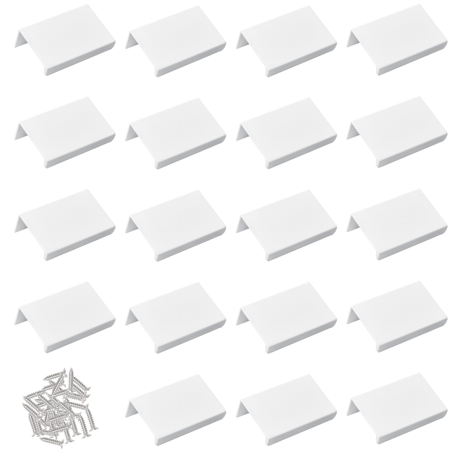 MOROBOR White Mini Finger Edge Pull, 20 PCS Concealed Handle Modern Style Drawer Handles, Right Angle Aluminum Alloy Invisible Wardrobe Knobs for Cabinet Hardware/50 mm — image 1