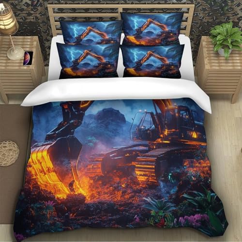 Housse de couette microfibre hypoallergique 3D effet heavy machinery - 5