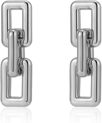 Gold Chunky Chain Statement Earrings for Women,Exaggerated Geometric Thick Rectangle Paperclip Link Earrings,Acrylic Unique Chain Dangle Earrings