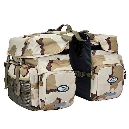UNISTRENGH 50L Bike Panniers Bicycle Commuting Bag Waterproof Saddle Bags with Rain Cover for Bicycle Rear Rack Carrier (SanSha Camouflage)