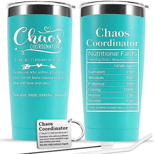 Chaos Coordinator Gifts For Women - Thank You Gifts For Women Teacher Boss Lady - Appreciation Gifts For Coworker Teacher Nurse Coach Office Secretary - Unique Birthday Gifts For Women - 20Oz Tumbler #TOP22