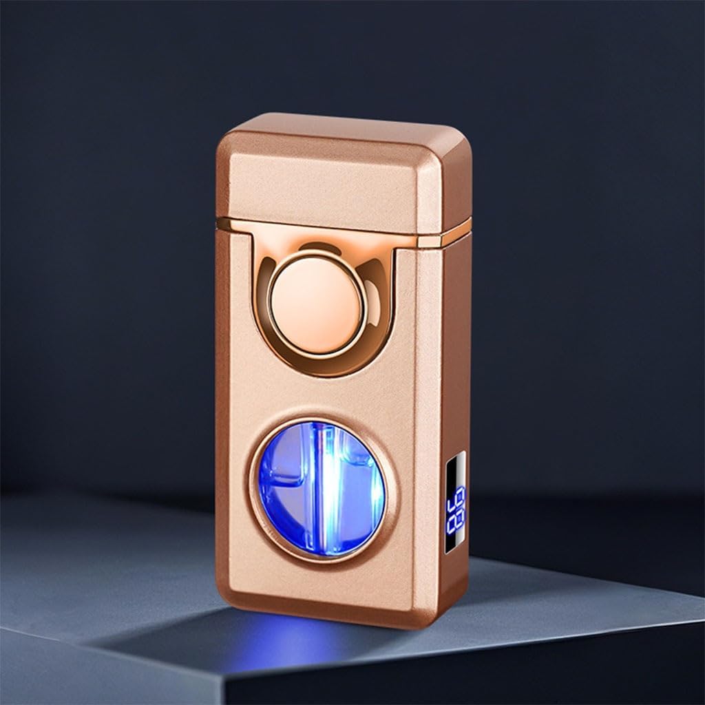 Refillable Butane Lighter 3 Flame Modes Voice-Activated Ignition Windproof Dual-Arc Lighter Dual Flame for Men(White)