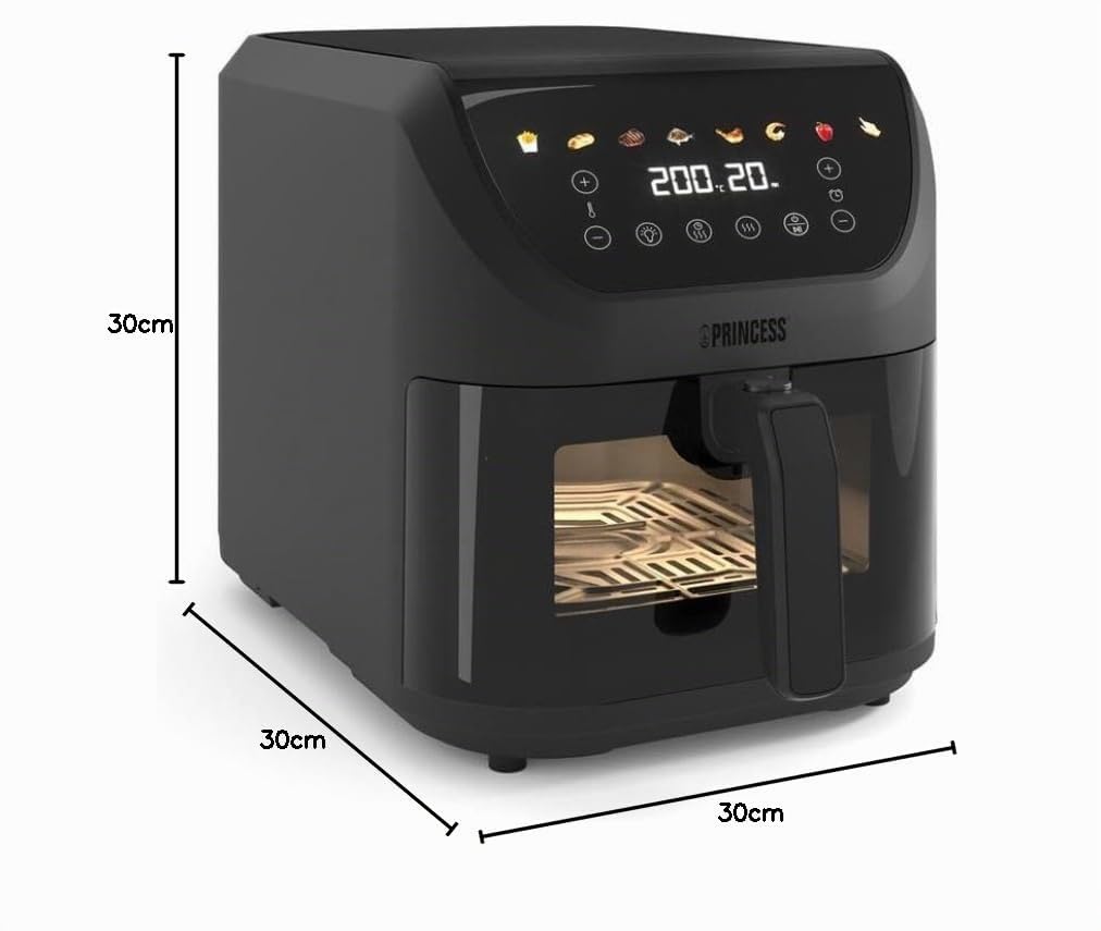 Princess 01.182476.01.001 Hei?lufT-Fritteuse 8 L 2000 W BpA-Frei, Antihaftbeschichtung, Digitaler Timer Schwarz (01.182476.01.001)