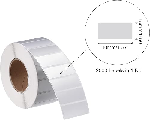 Miniatura 2 de MECCANIXITY Etiqueta adhesiva rectangular directa plateada metálica de 1.57 x 0.6 pulgadas en 1 fila para embalaje, proyectos de manualidades, 2000