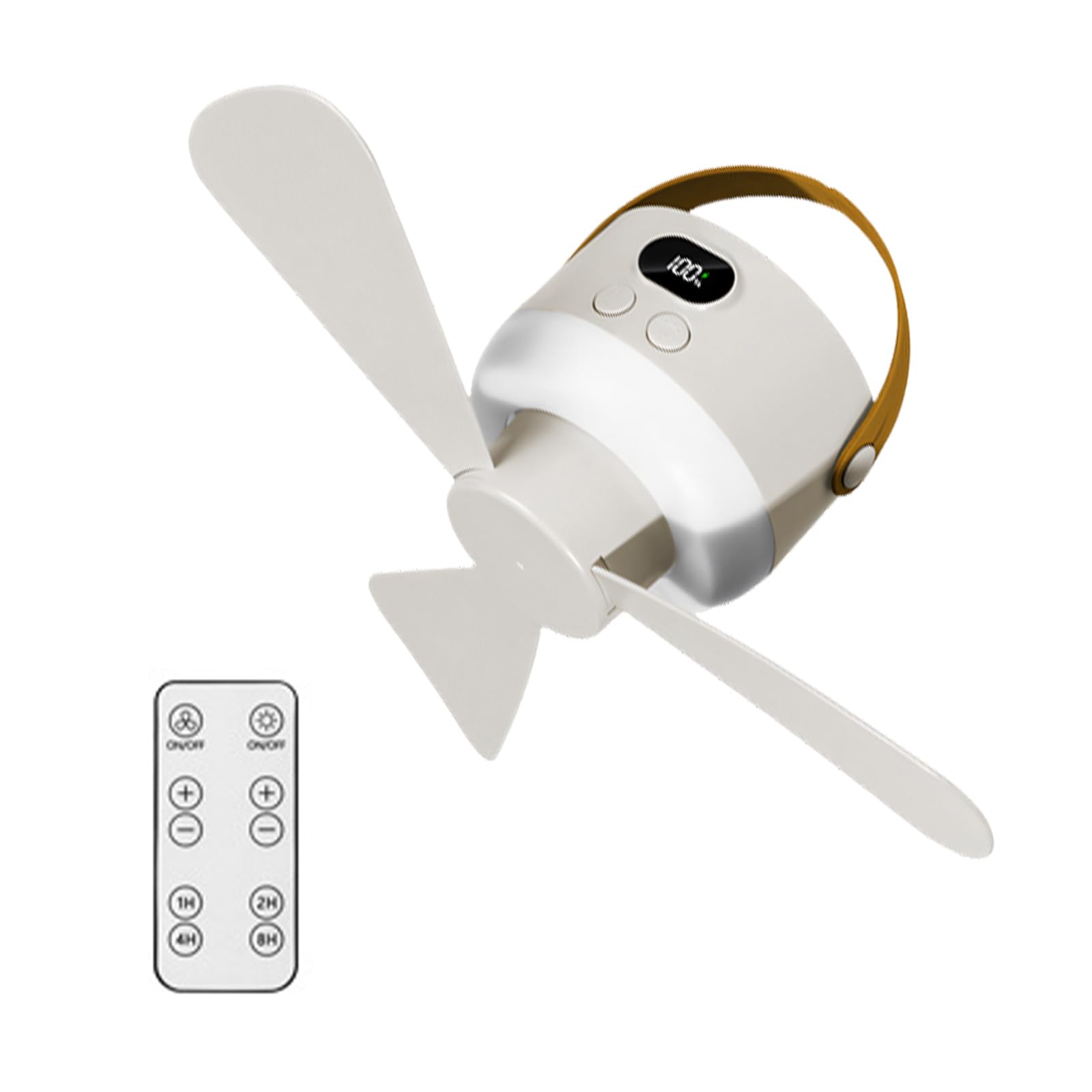 Ventilador de techo pequeño alimentado por USB con pantalla digital para dormitorio, estudio, dormitorio, funcionamiento silencioso, brillo de 3 velocidades, alimentado por USB para