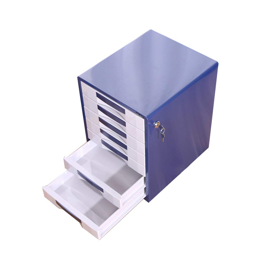 Bxwjg File Storage Cabinet - Office Filing Cabinet, Blue Metal and Plastic Texture, Easy to Clean Easy Storage, File Cabinets (Size : 7 Drawers)