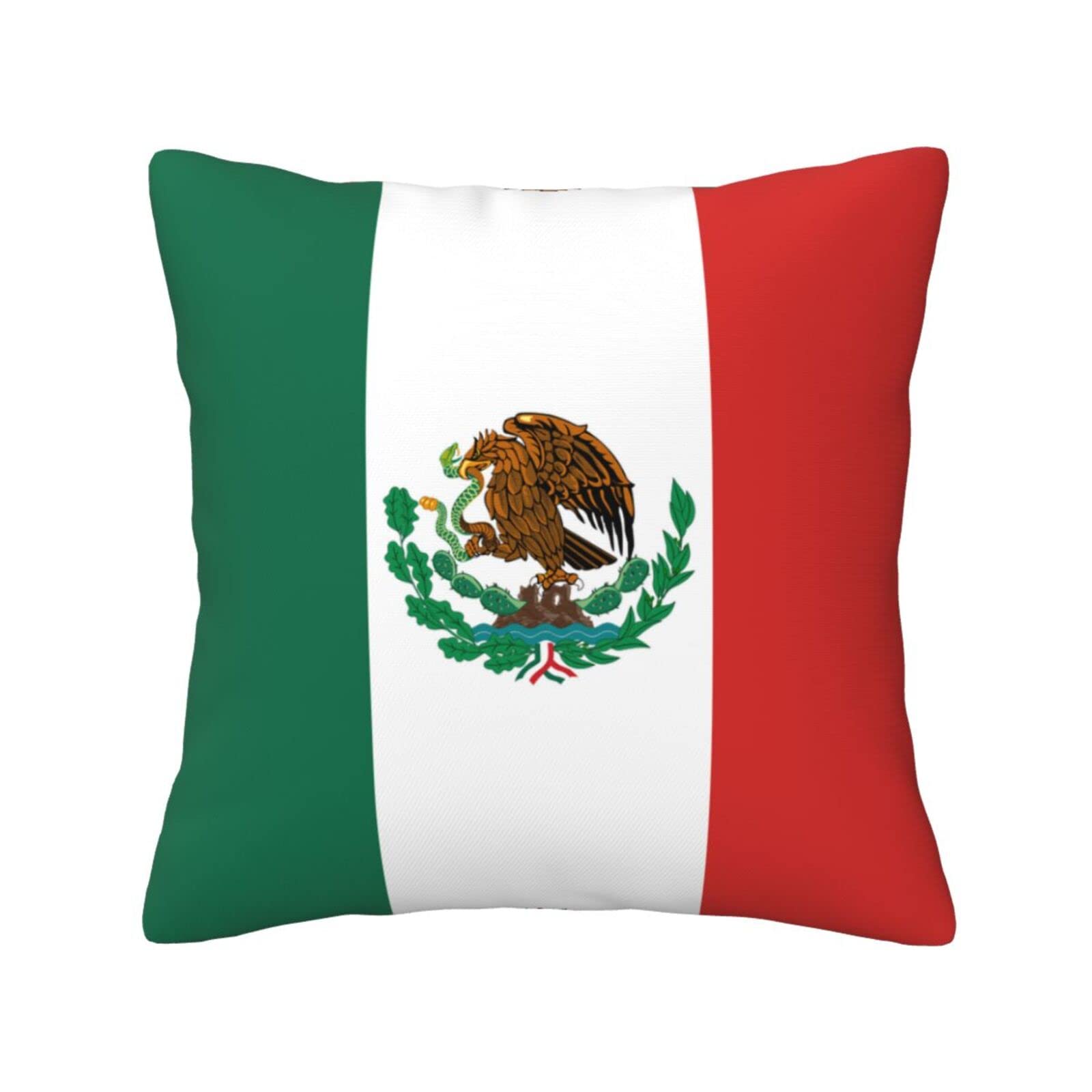 Aseelo Black Flag Of Mexico Throw Pillow Square Soft Cushion Covers For R Couch, Bed, Sofa, Bench, Chair, 18X18 Inch