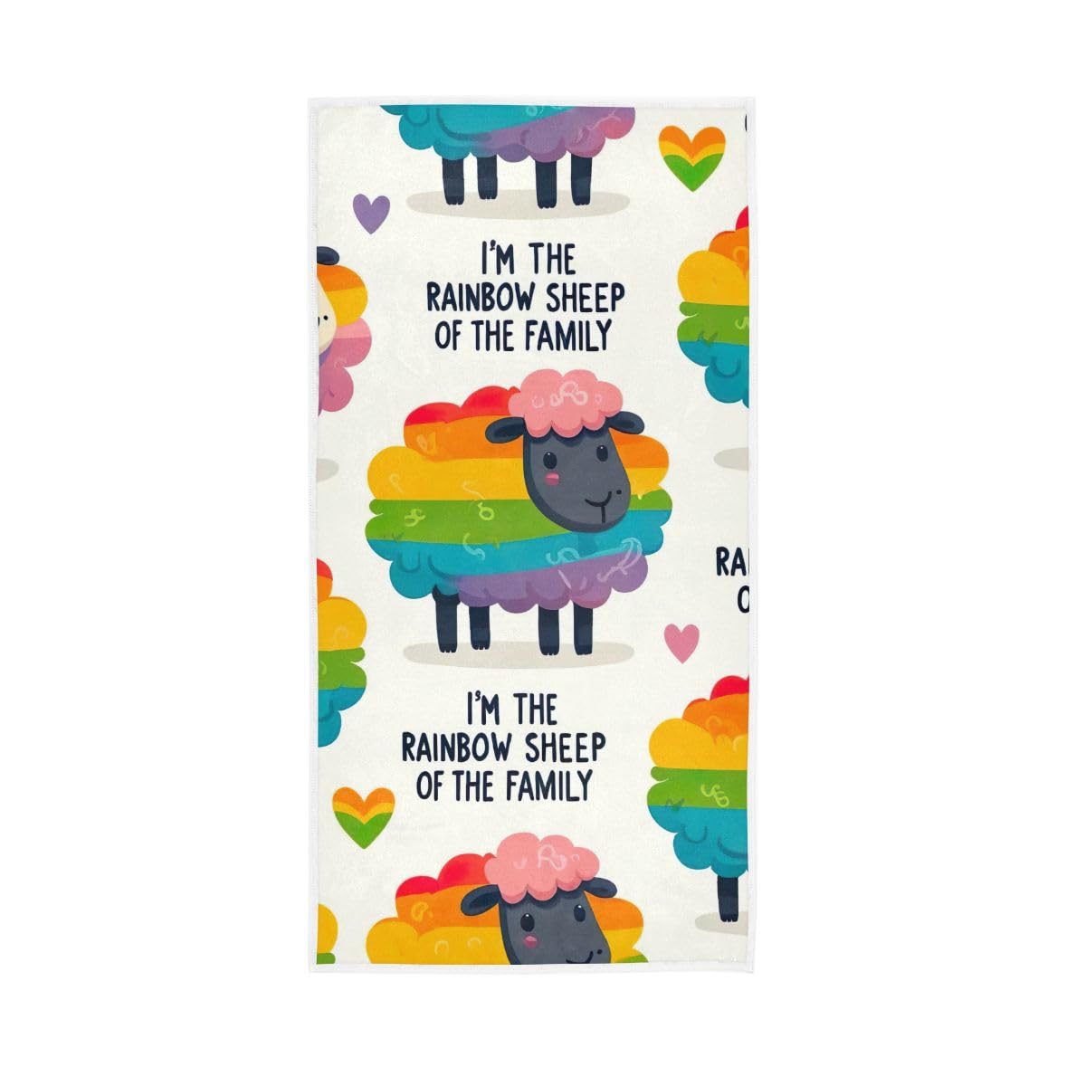 LSRCPD LGBT Rainbow Sheep Hand Towel, 15 x 30 Inches, Soft Highly Absorbent Towels for Bathroom Gym Hotel