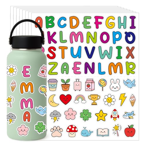8 Sheets Letter Stickers 504 PCS 1 Inch Alphabet Sticker ABC Letters Vinyl Decals Decorative Waterproof Stickers for Crafts Water Bottles Planners Laptops Graduation Cap Water Bottle Gift Tags
