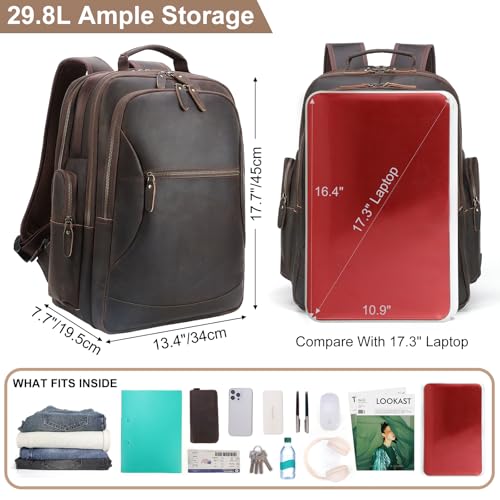 Mochila de cuero TIDING para laptop 17.3 pulgadas miniatura 5