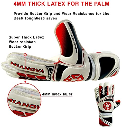 Mianova Goalie Gloves Youth & Adult - Solid Grip Soccer Goalkeeper Gloves For The Toughest Saves, Double Wrist Design Anti-Slip German Latex Palm To Give Best Protection (6) #TOP3