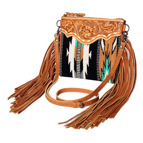 American Darling Cross Body Hand Tooled Hair On Genuine Leather Women's Western Handbag