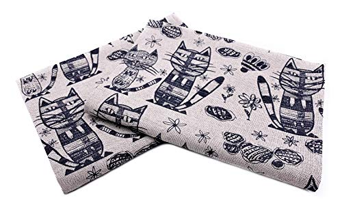 JOWOLLINA Lot de 2 torchons de cuisine 47 x 70 cm en lin imprimé (2 chats) Cover