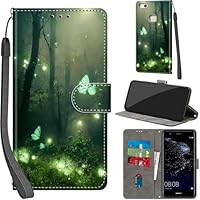 Cover per Huawei P10 Lite Custodia Cover Pelle Libro Portafoglio con Porta Carte Magnetica Protezione Antiurto Cuoio Flip Case Custodia Cover per Huawei P10 Lite, Torre
