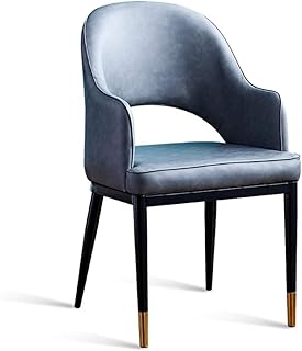 Sencillo Suave de Comedor Inicio Volver Silla Luz de Moda Piel nórdica Silla Hotel Leisure Sofá de Asiento Simple Azul (Color : Azul)