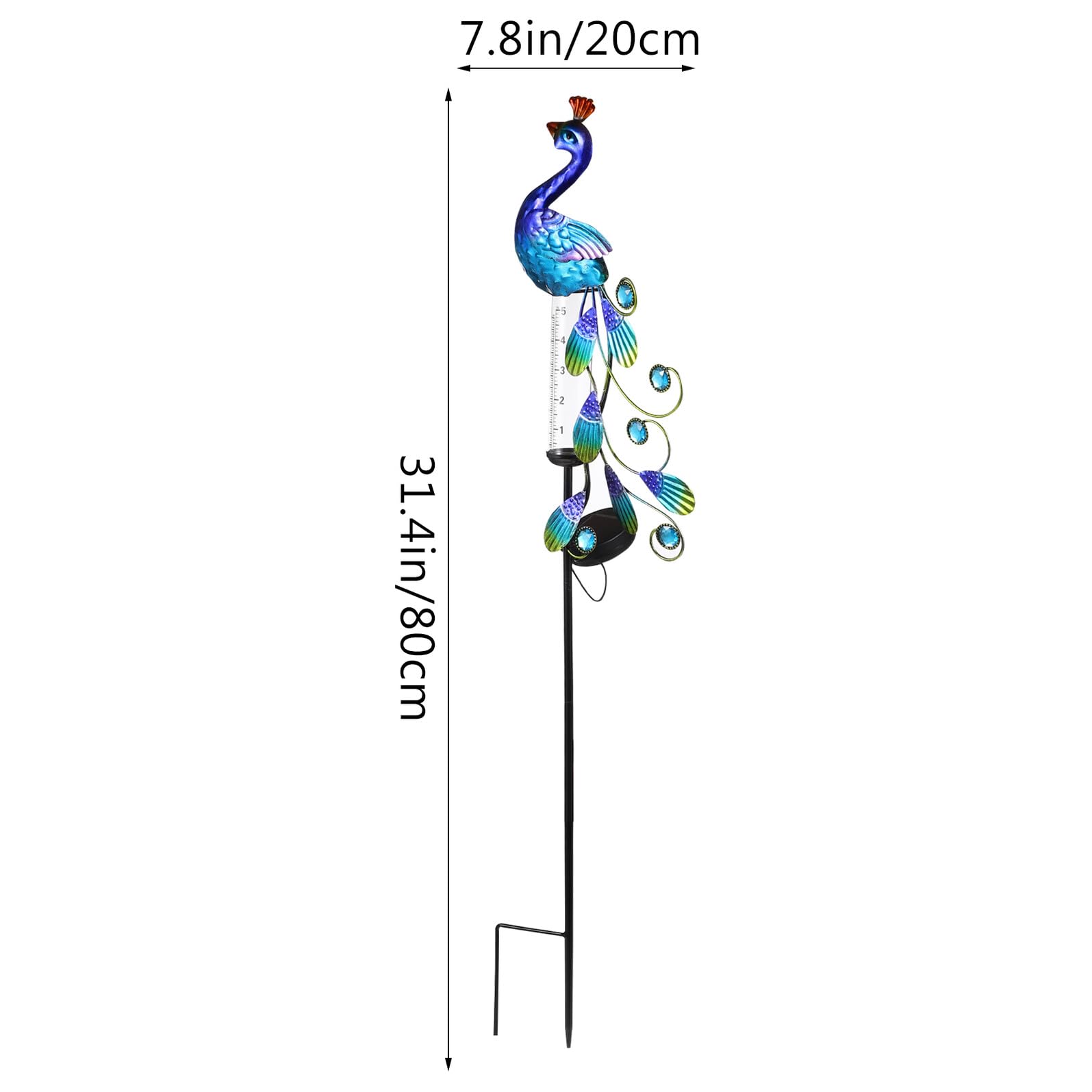 Lumière Solaire Paon en Fer pour Jardin et Pelouse, Stable | Charge Solaire, Étanche, Usage Multiple, Style Rétro Simple, pour Jardins et Pelouses, 1 Pièce