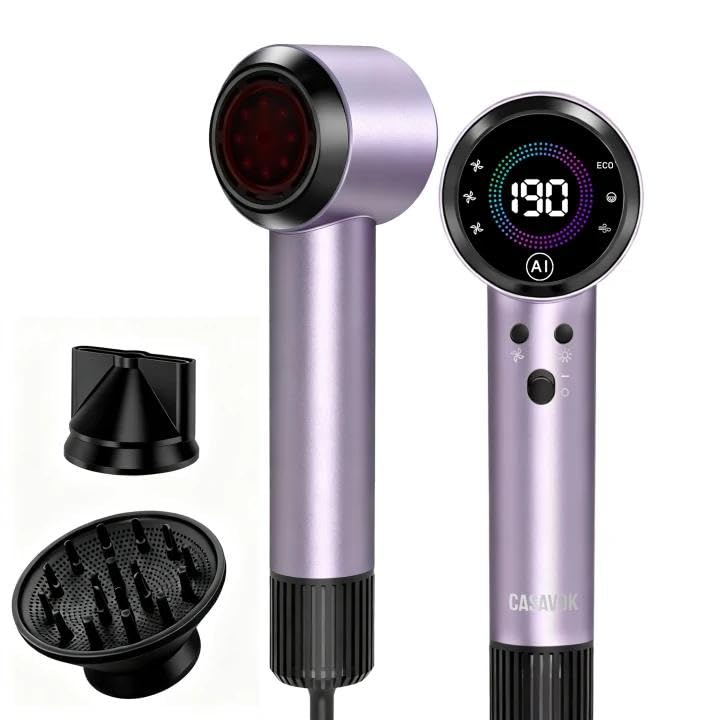 Ionic Hair Dryer with Auto-Adjusting Sensor AI Hair Dryer with Magnetic Diffuser 160000 RPM High-Speed Hair Blow Dryer
