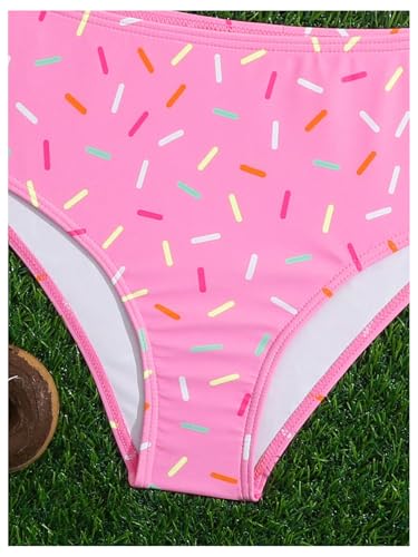 GORGLITTER Girl's 2 Piece Swimsuit Graphic High Waisted Bikini Cute Bathing Suits Pink 10Y4