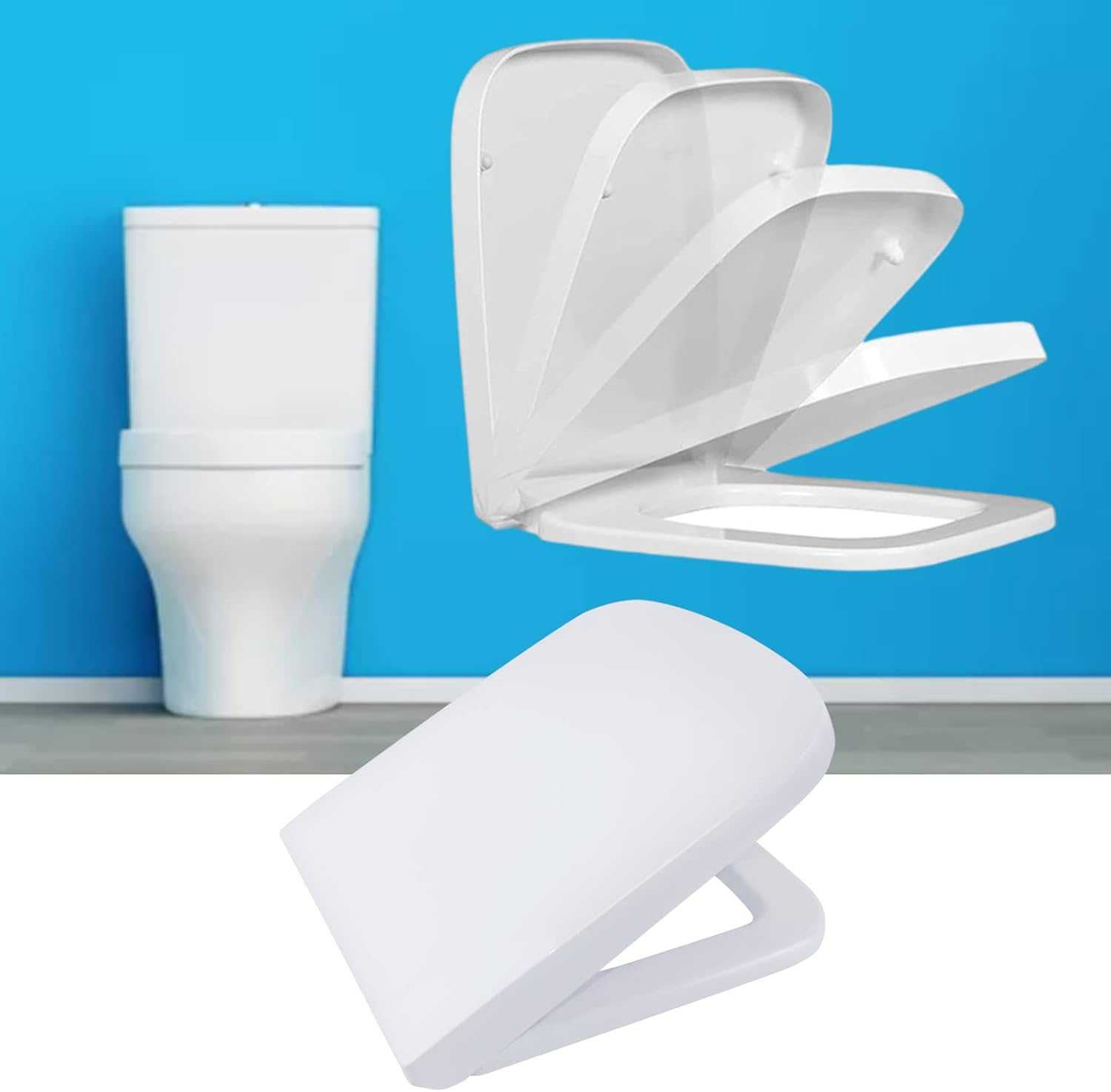 White Square Toilet Seat, Antislam Soft Close Toilet Seat, Quick