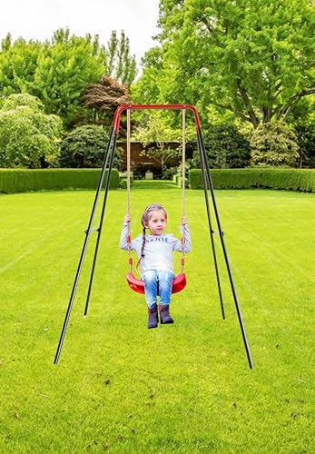 Izzy Schaukelgestell Schaukelgerüst Gartenschaukel Einzelschaukel aus Metall Maße: 152x152x185 cm Tragkraft 50 kg Kinder Garten Outdoor