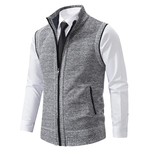 Bollrllr Vest Men's Knitted Sleeveless Sweater Zipper Cardigan Turtleneck Sweater Knitted Vest