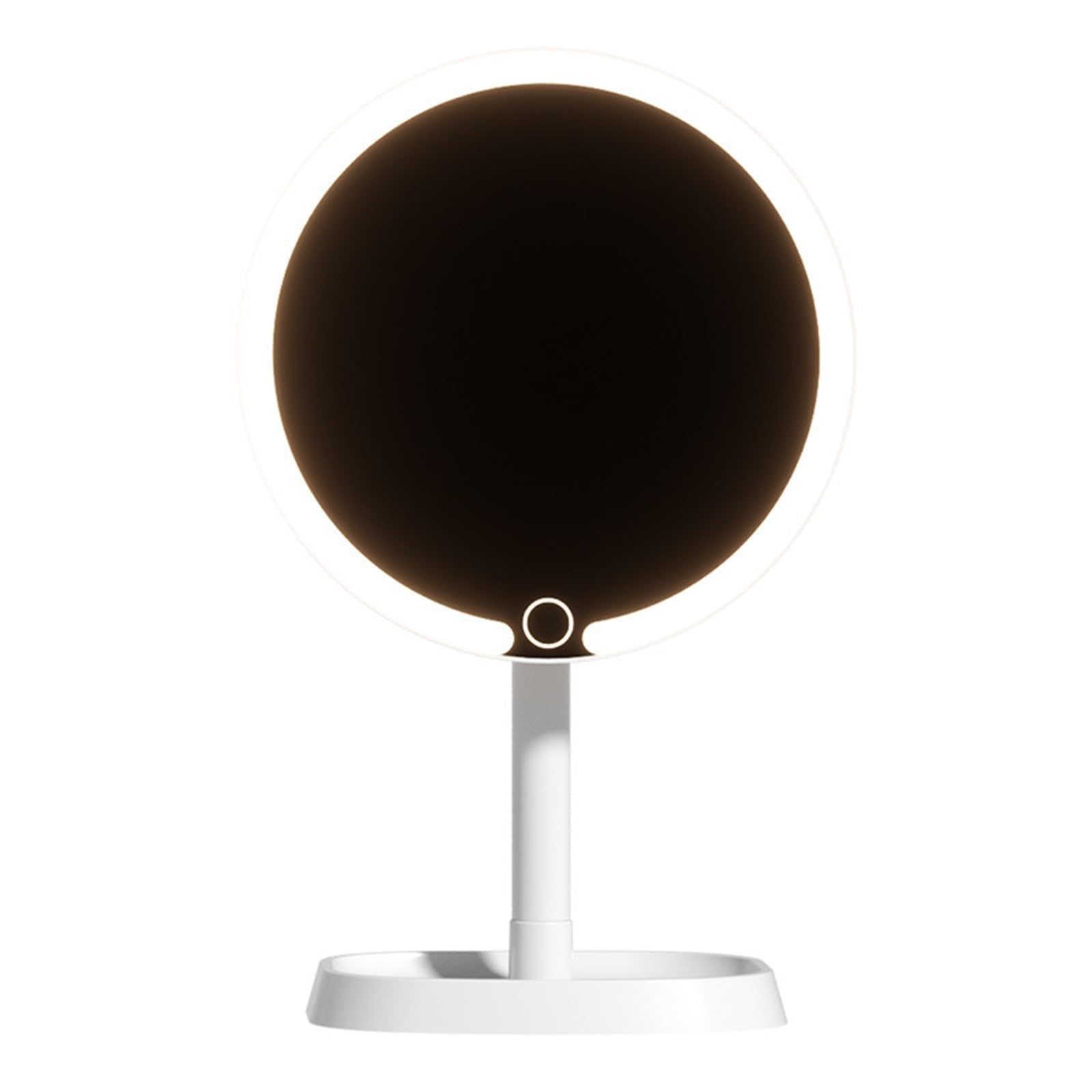 KTMBOHU Round Makeup Mirror Desktop Desktop Home Dressing Table LED Mirror Can Be Flipped And Stored With Touch Screen Makeup Lamp(White 夹板大圆镜长底)