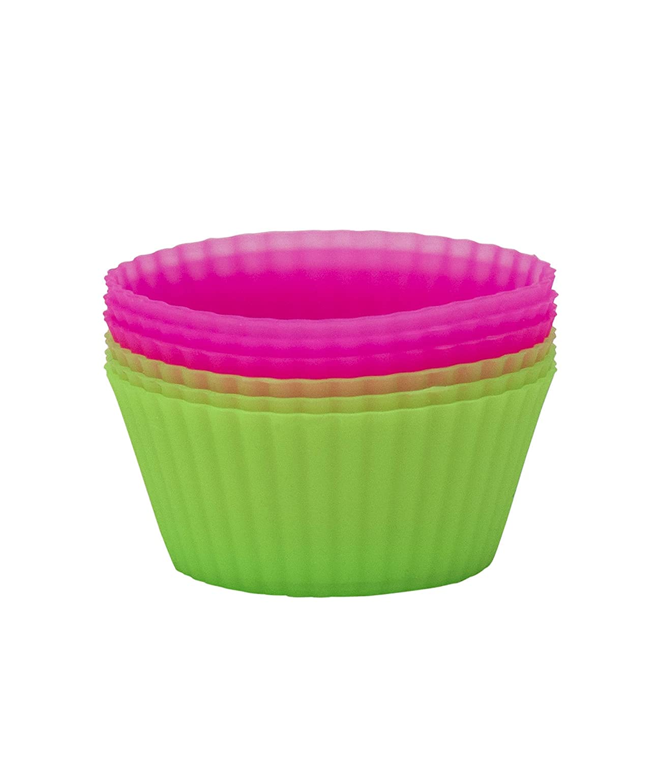 Wishome Reusable Silicone 6 Pieces Round Moulds for Muffins/Cupcake/Jelly/Cake (Assorted Colours)