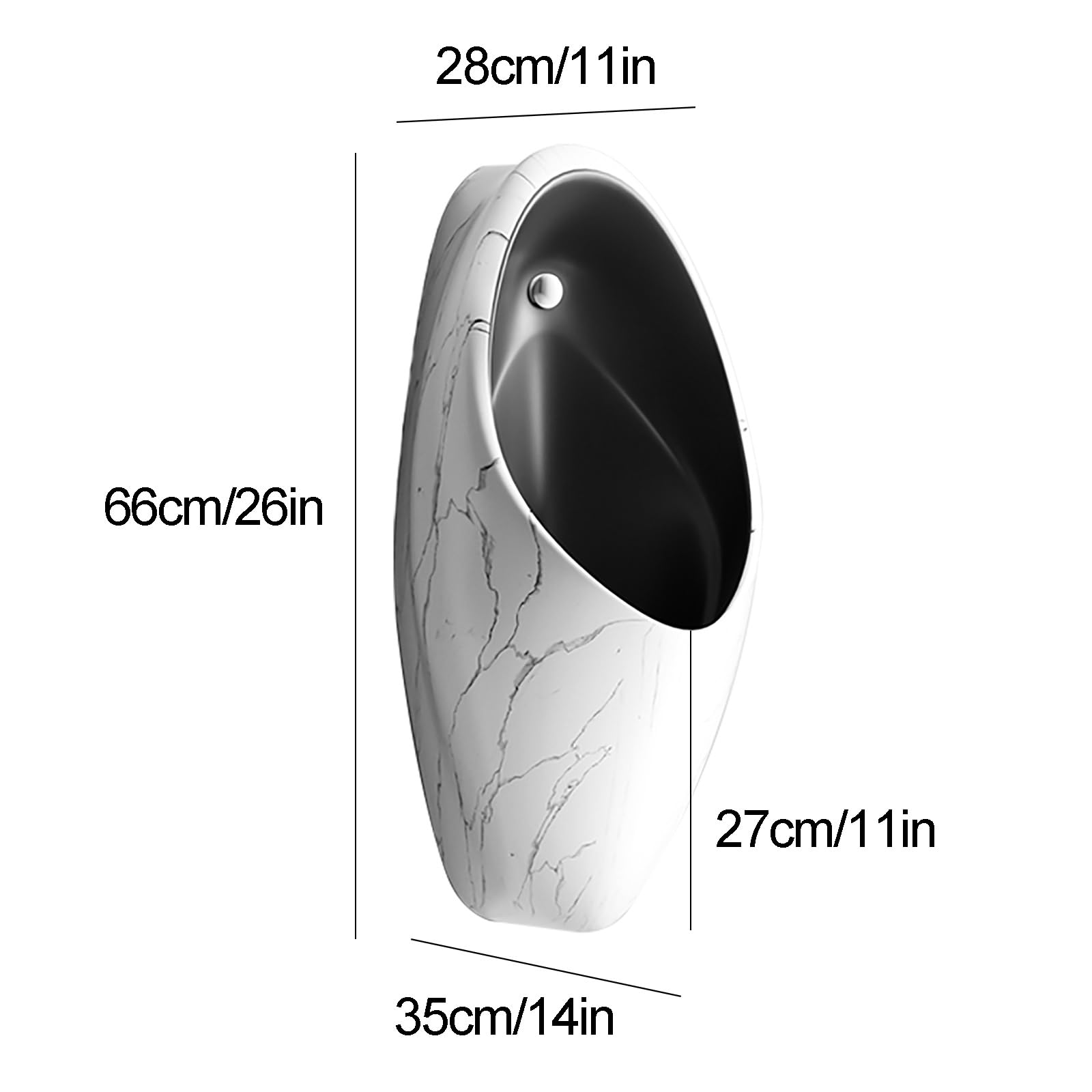 Orinatoio a Parete con Sensore Intelligente, Urinatoio Uomo in Ceramica per Bagno, Toilette Pubbliche, Hotel, Karaoke, Club di Lusso(Black)