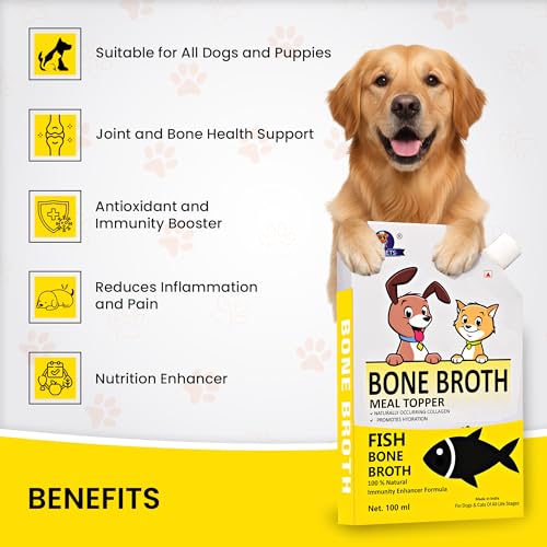 Image of Dr. Pets Pack of 3 (100ml Each) Fish Bone Broth for Dogs & Cats | Liquid Meal Topper | Collagen Rich | Supports Digestion & Hydration