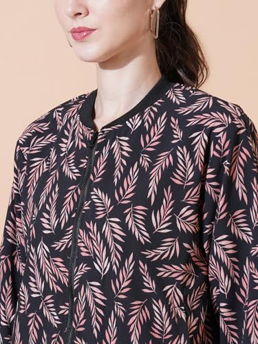 Image of 9 Impression Women's Printed Bomber Jackets | Full Zipper Regular Jacket | Casual Sweatshirt | Oversized Jackets for Women | Outdoor Office Wear Winter Jackets