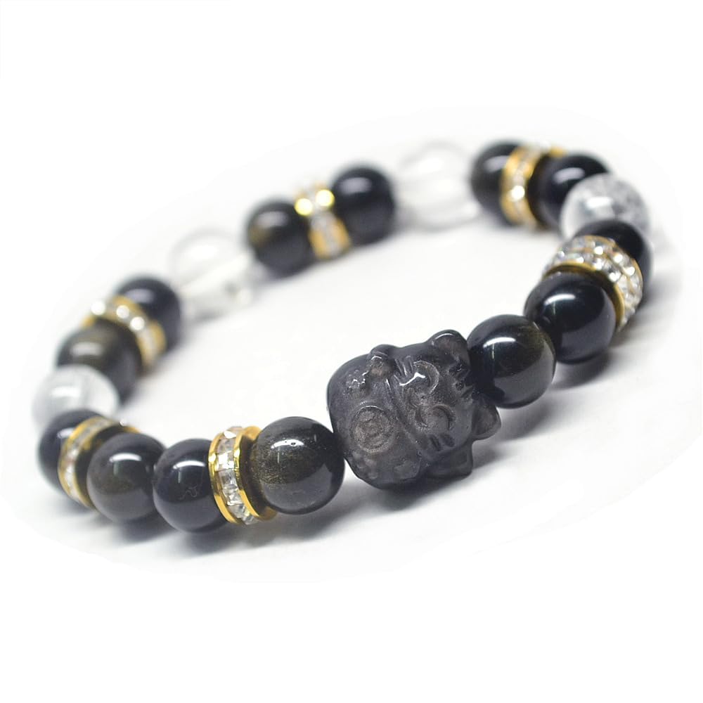 Amazon | 天然石 パワーストーン 金曜石 招き猫 まねきねこ 開運