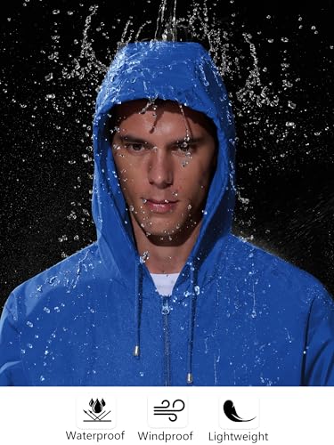 Image of UIQUR Mens Rain Jacket Raincoat Windbreaker Running Waterproof Lightweight Packable with Hood Travel Hiking Cycling