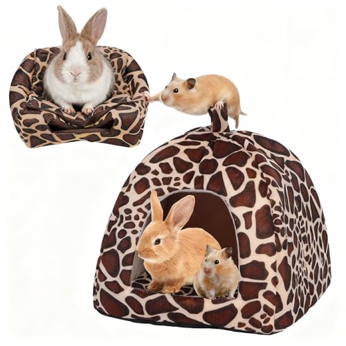 Bequemes Bett für kleine Wintertiere, Meerschweinchenhütte mit abnehmbarem Kissen aus Plüsch, Haus für Meerschweinchen, Plüsch, Kaninchen, Höhle für Zwergkaninchen, Chinchillas, Hamster