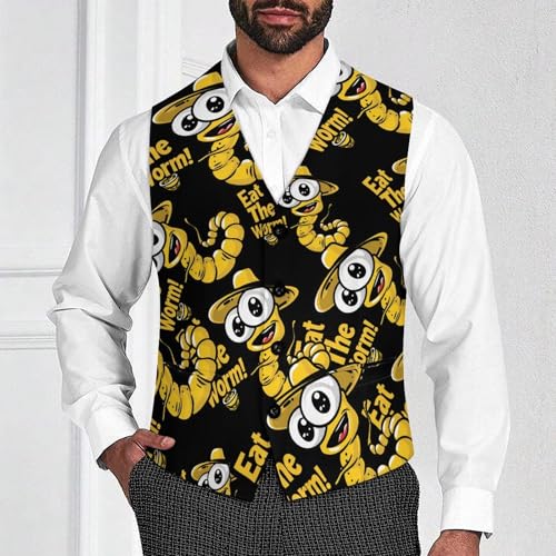 Eat The Worm Men's Suit Vests Business Formal Dress V-Neck Waistcoat Tops with 2 Pockets2