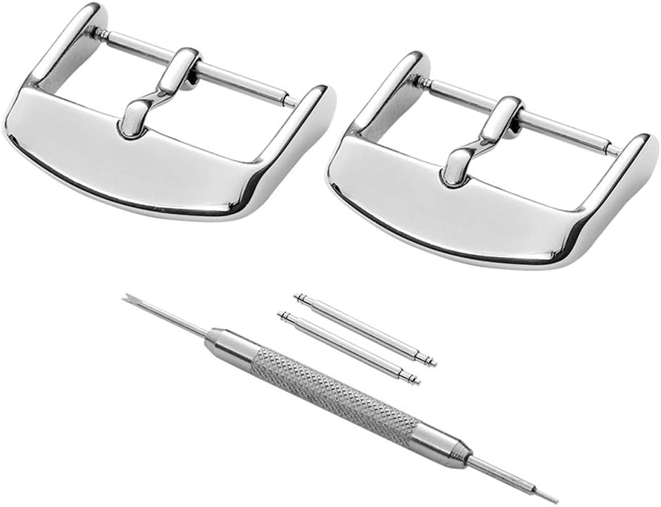 Skydon 2 Pack Watch Bands Pin Buckle - Watch Band Clasp - Choose of Colors & Widths - Vacuum PVD Finish