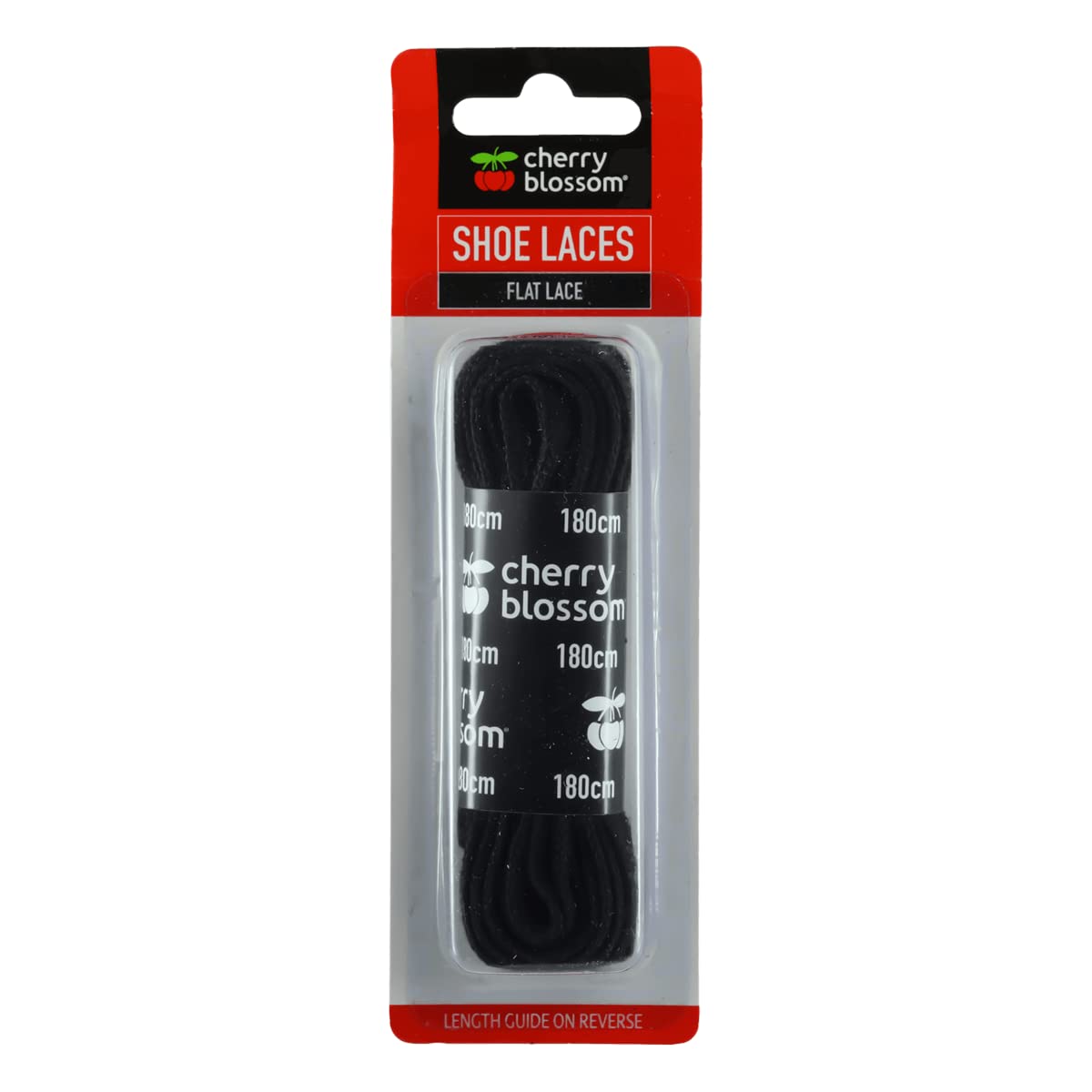 Cherry Blossom Footwear Flat Lace Shoelaces, Black, 180cm