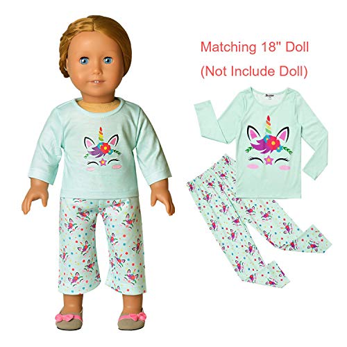 Matching Dolls & Girls Pajamas Unicorn Pjs Set Kids Cotton Sleepwear Pyjama…3