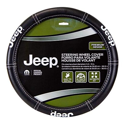 Plasticolor 006695R01 Jeep Deluxe High Contrast Stitching Premium Steering Wheel Cover for Cars, Trucks & SUV