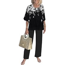LOZ Lounge Sets for Women 2026 Summer 3/4 Sleeve Shirts Wide Leg Pants Sets