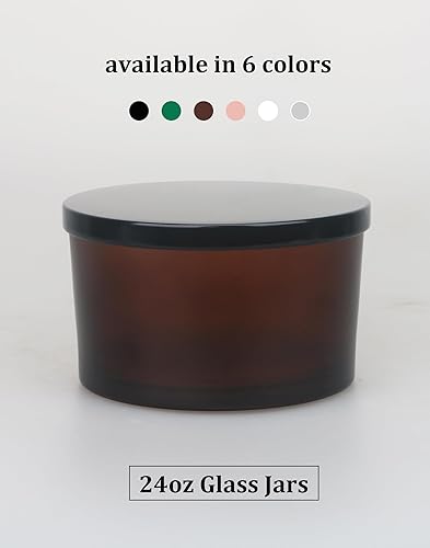 Miniatura 4 de MILIVIXAY Paquete de 6 tarros de vela de 24 onzas con tapas de metal y kits de fabricación de velas, 3 tarros de velas de mecha, tarros de vela de